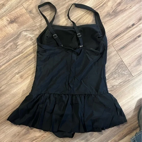 Aleumdr Womens Vintage Tummy Control One Piece Swimsuits Swimdress Push up - Picture 4 of 6